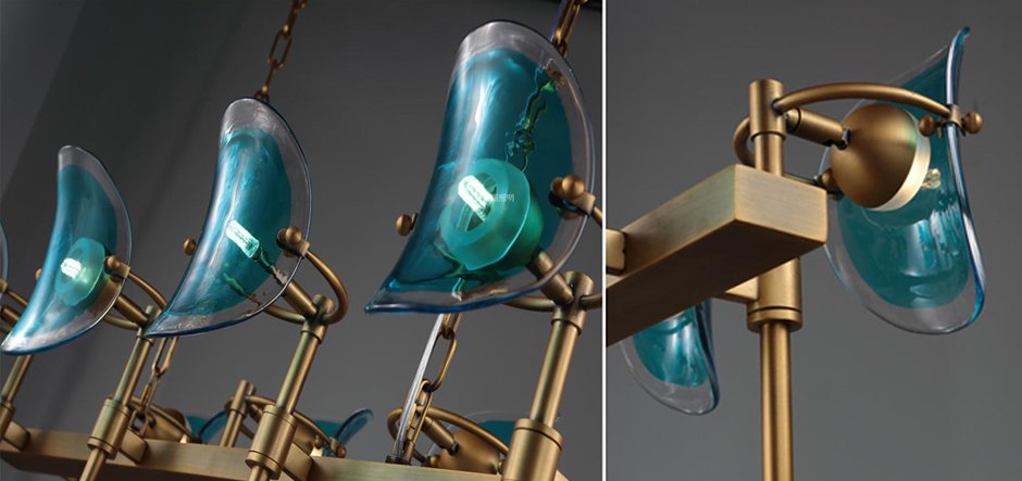 Люстра Lily Turquoise Glass rectangle Люстра Lily Turquoise Glass rectangle - Loft-Concept в Липецке