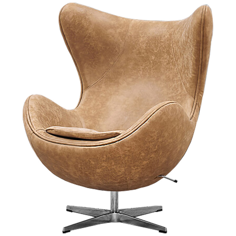 Кресло яйцо Egg Chair коричневая винтажная кожа Карамель Нержавеющая сталь Кресло яйцо Egg Chair коричневая винтажная кожа Карамель Нержавеющая сталь в Липецке | Loft Concept
