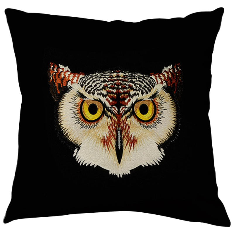 Декоративная подушка Стиль Gucci Owl Black Черный Коричневый Желтый Бежевый Декоративная подушка Стиль Gucci Owl Black Черный Коричневый Желтый Бежевый в Липецке | Loft Concept