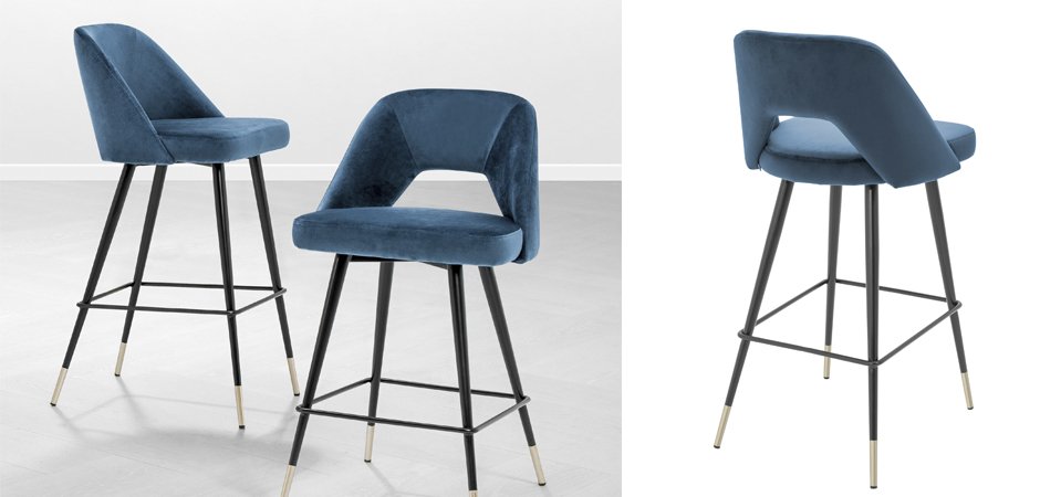 Барный стул Eichholtz Bar Stool Avorio Blue Барный стул Eichholtz Bar Stool Avorio Blue - Loft-Concept в Липецке