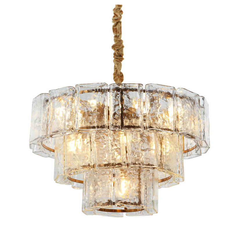 Люстра многоярусная Textured Glass Chandelier D60 Бронза Прозрачное Стекло Люстра многоярусная Textured Glass Chandelier D60 Бронза Прозрачное Стекло в Липецке | Loft Concept