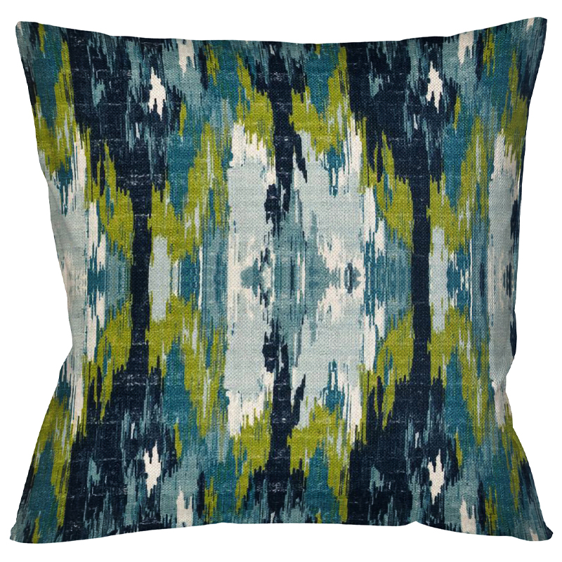 Декоративная подушка с сине-зеленым узором Ikat Pattern Мульти Декоративная подушка с сине-зеленым узором Ikat Pattern Мульти в Липецке | Loft Concept