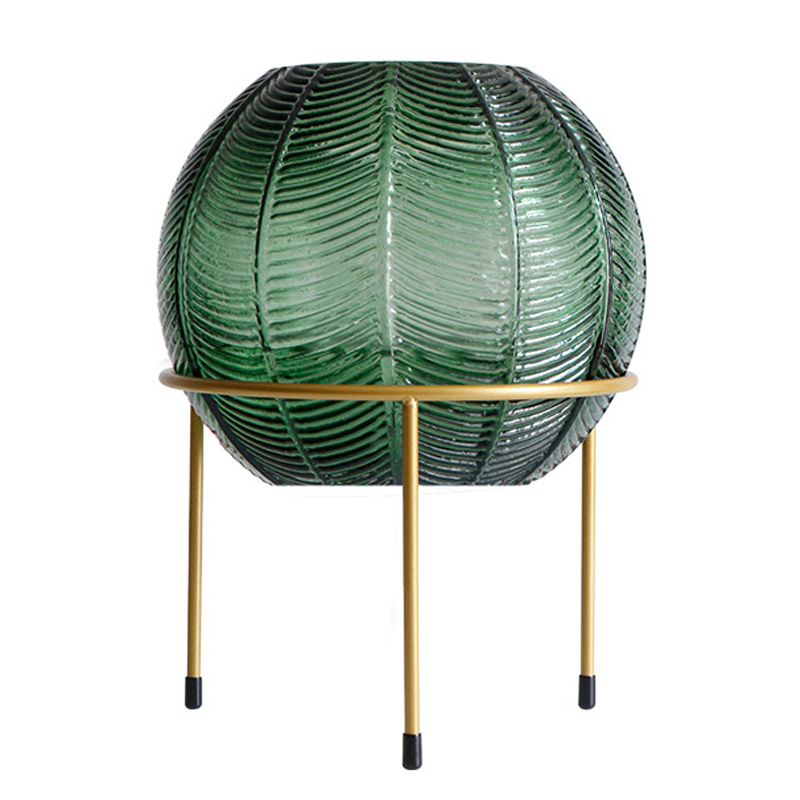 Ваза на подставке Vase Golden Throat Ball Зеленый Золотой Ваза на подставке Vase Golden Throat Ball Зеленый Золотой в Липецке | Loft Concept