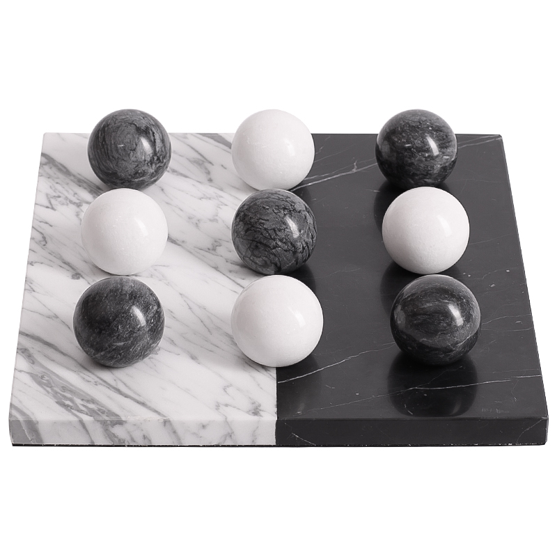 Аксессуар для интерьера Marble Board and Balls Черный Мрамор Nero Белый Мрамор Bianco Белый Аксессуар для интерьера Marble Board and Balls Черный Мрамор Nero Белый Мрамор Bianco Белый в Липецке | Loft Concept