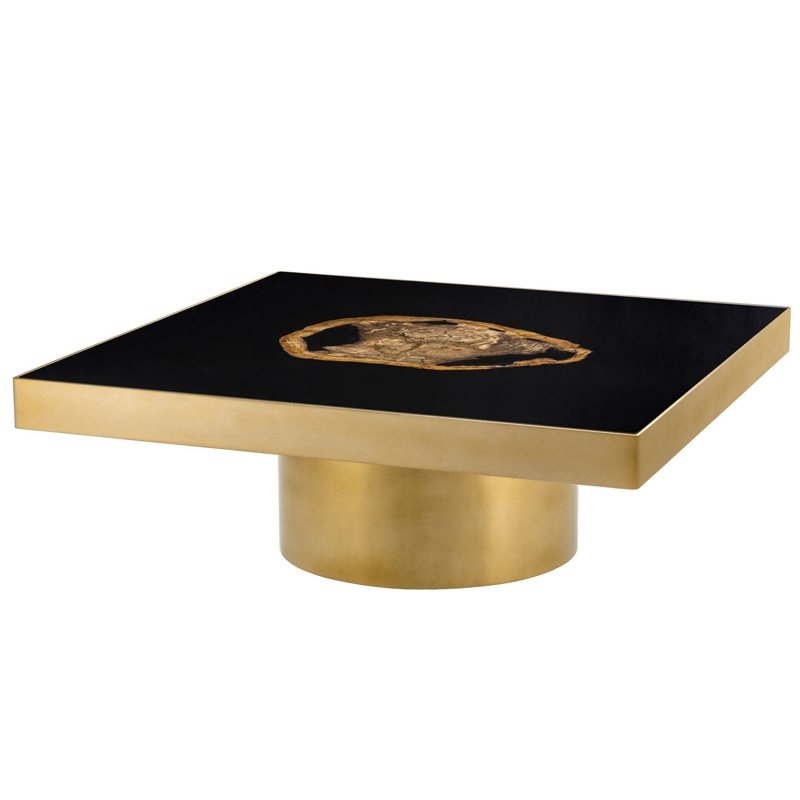 Кофейный стол Eichholtz Coffee Table Villirs матовое золото Черный Коричневый в Липецке | Loft Concept 