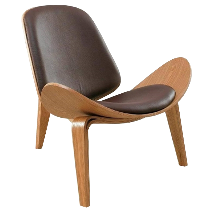 Дизайнерское кресло Shell Chair CH07 Экокожа Коричневый Дизайнерское кресло Shell Chair CH07 Экокожа Коричневый в Липецке | Loft Concept