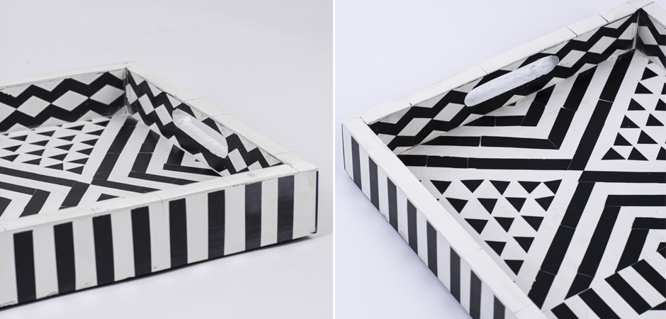 Поднос Инкрустация кость Black And White Bone Inlay Tray Поднос Инкрустация кость Black And White Bone Inlay Tray - Loft-Concept в Липецке