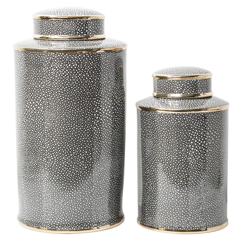 Ваза с крышкой Ceramic Grey Ornament Gold Vase Серый Золотой Ваза с крышкой Ceramic Grey Ornament Gold Vase Серый Золотой в Липецке | Loft Concept