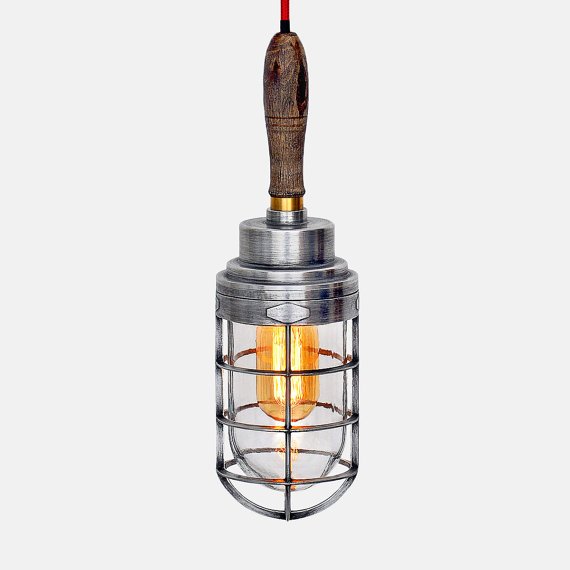 Ручной светильник Steampunk Cage Glass Edison Hanging Lamp Ручной светильник Steampunk Cage Glass Edison Hanging Lamp в Липецке | Loft Concept