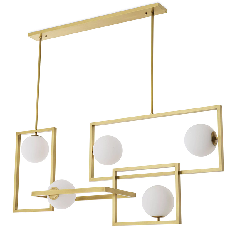 Люстра Eichholtz Chandelier Erasmus Золотой Белое матовое стекло Люстра Eichholtz Chandelier Erasmus Золотой Белое матовое стекло в Липецке | Loft Concept