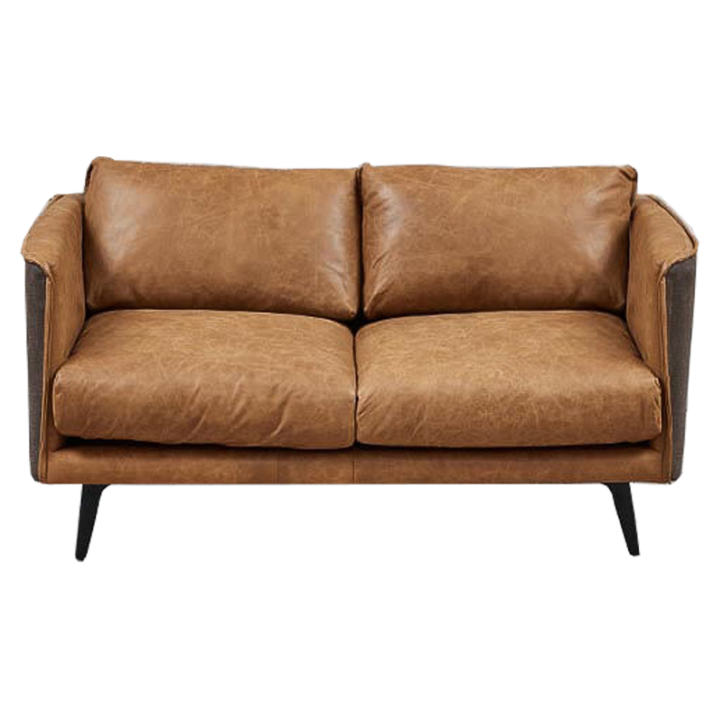 Диван Caramel Leather Sofa Карамель Бежево-серый Черный Диван Caramel Leather Sofa Карамель Бежево-серый Черный в Липецке | Loft Concept