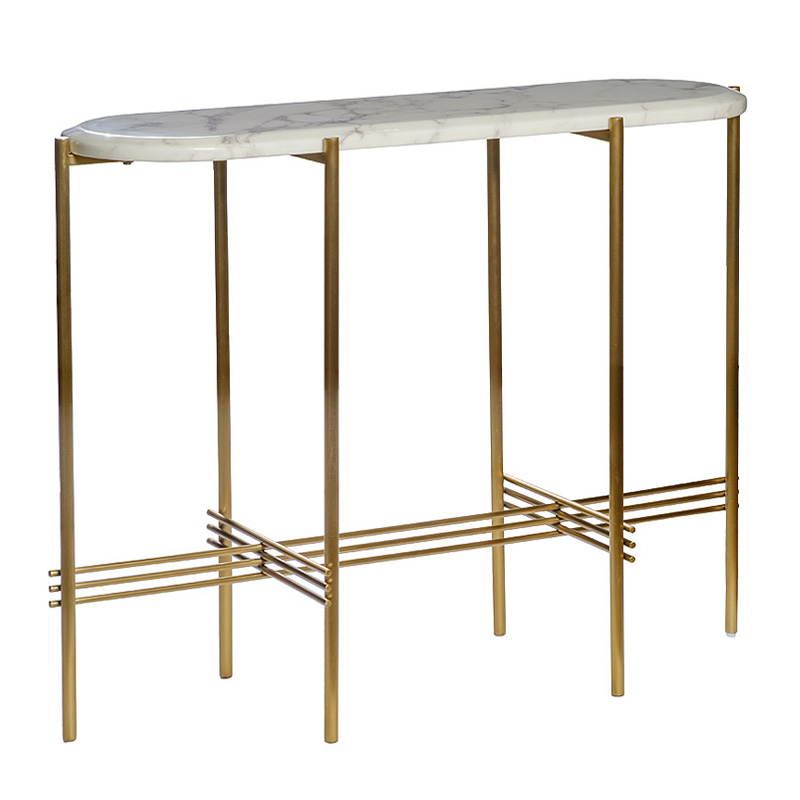 Консоль Andrine Console Белый Мрамор Bianco матовое золото Консоль Andrine Console Белый Мрамор Bianco матовое золото в Липецке | Loft Concept