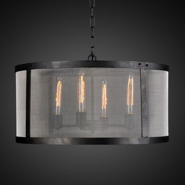 Люстра RH Riveted Mesh Chandelier Round Черный Люстра RH Riveted Mesh Chandelier Round Черный в Липецке | Loft Concept