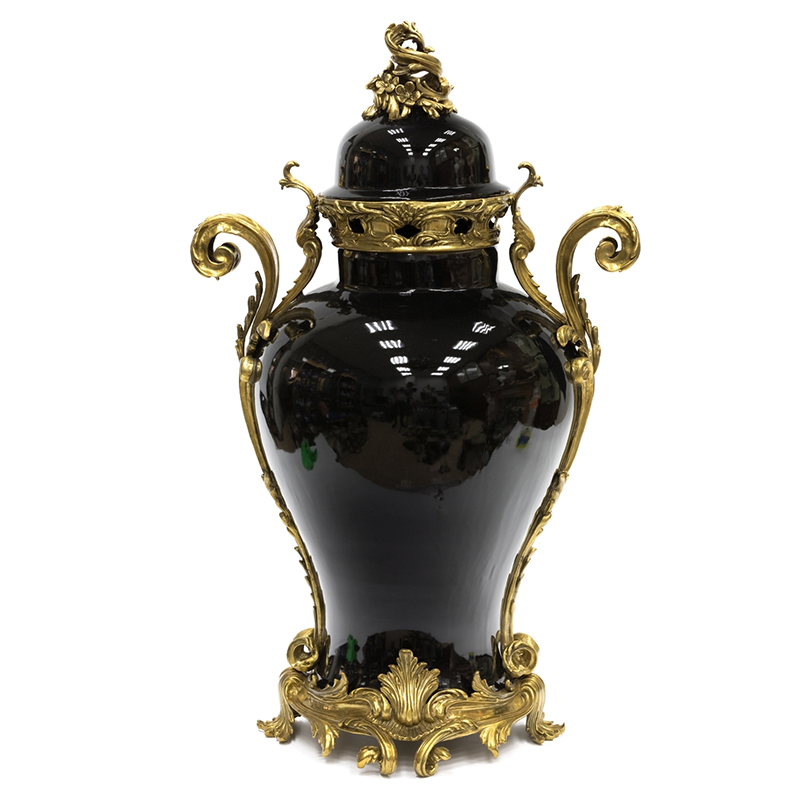 Большая ваза Selenia Black Vase Bronze Patterns Черный Бронза Большая ваза Selenia Black Vase Bronze Patterns Черный Бронза в Липецке | Loft Concept