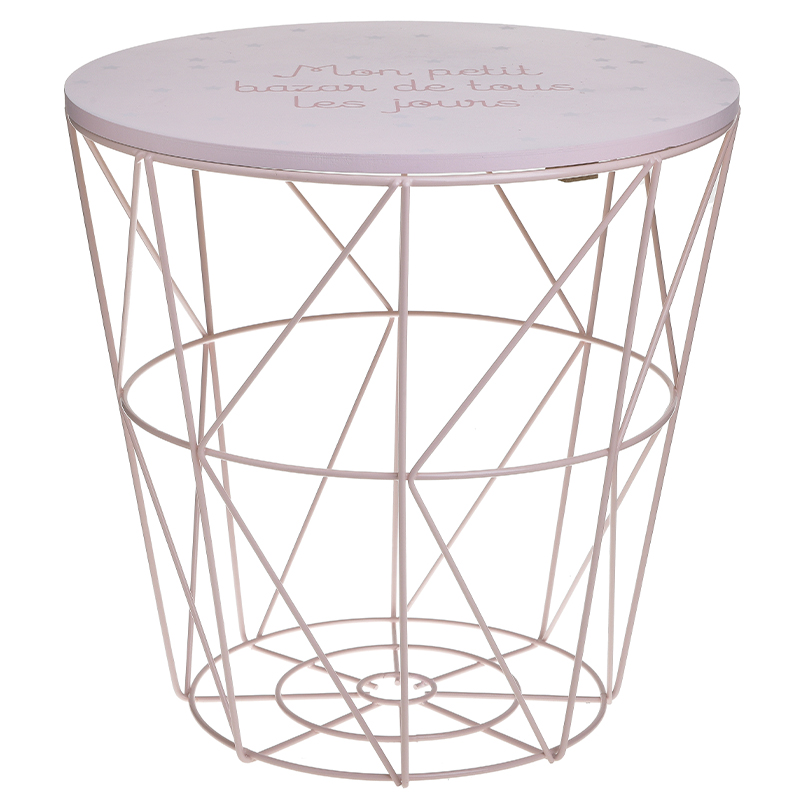 Круглый приставной стол-корзина Pink Wire Basket Side Table Розовый Круглый приставной стол-корзина Pink Wire Basket Side Table Розовый в Липецке | Loft Concept
