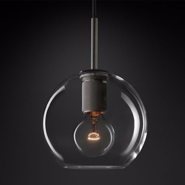 Подвесной светильник RH Utilitaire Globe Pendant Black Темная бронза Прозрачное Стекло Подвесной светильник RH Utilitaire Globe Pendant Black Темная бронза Прозрачное Стекло в Липецке | Loft Concept
