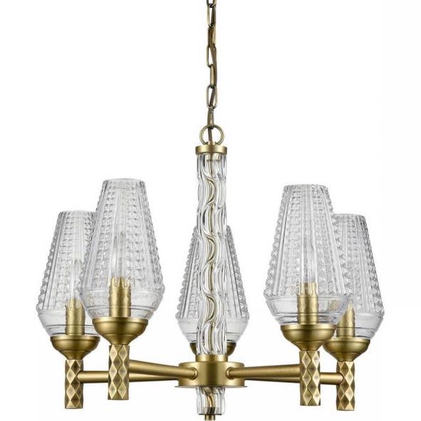 Люстра Ribbed Chandelier Латунь Прозрачный Люстра Ribbed Chandelier Латунь Прозрачный в Липецке | Loft Concept