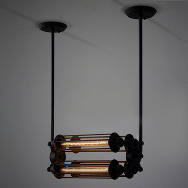 Подвесной светильник Loft Industrial Edison Cage Horizontal Quatro Черный Подвесной светильник Loft Industrial Edison Cage Horizontal Quatro Черный в Липецке | Loft Concept