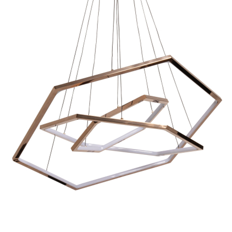 Люстра с 3-мя подвесами в виде шестиугольников Hexagon Horizontal Золотой в Липецке | Loft Concept 
