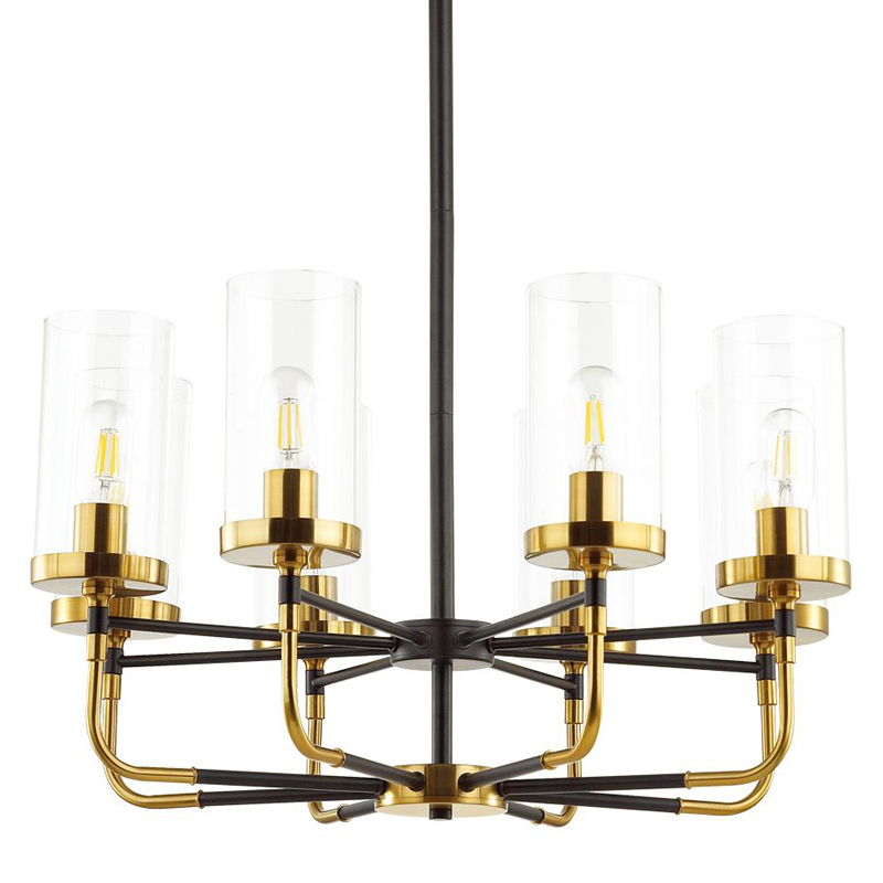 Люстра Greger chandelier 8 Черный Глянцевое золото Прозрачный Люстра Greger chandelier 8 Черный Глянцевое золото Прозрачный в Липецке | Loft Concept