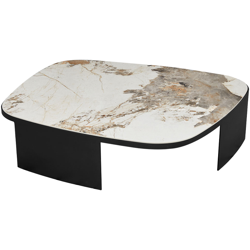 Кофейный стол с каменной столешницей Keir Coffee Table Черный Бежевый Бежево-серый Кофейный стол с каменной столешницей Keir Coffee Table Черный Бежевый Бежево-серый в Липецке | Loft Concept