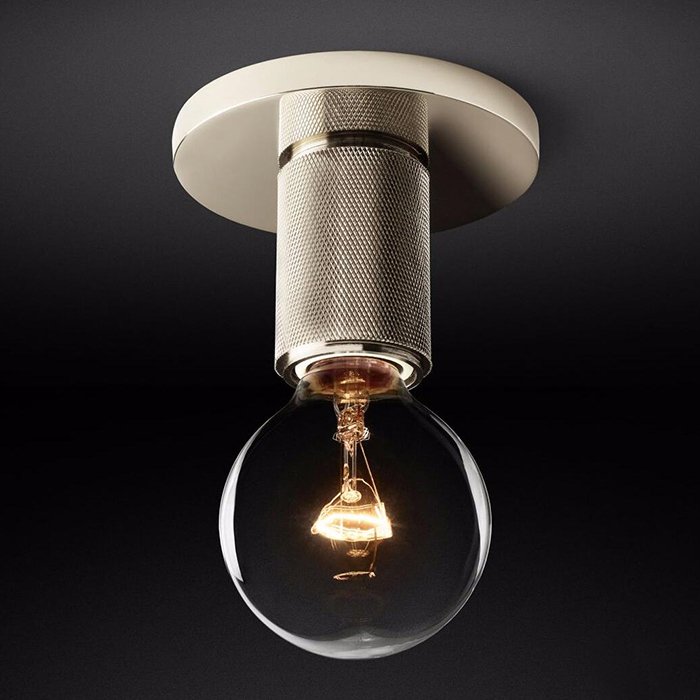 Потолочный светильник RH Utilitaire Socket Flushmount Silver Никель Потолочный светильник RH Utilitaire Socket Flushmount Silver Никель в Липецке | Loft Concept
