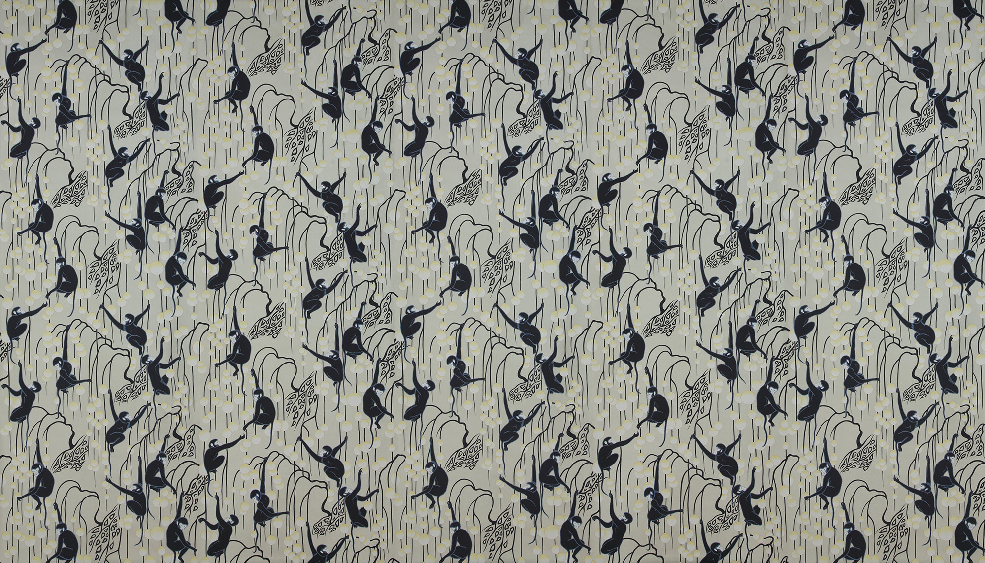 Обои ручная роспись Deco Monkeys Terracotta on Icefield dyed silk Обои ручная роспись Deco Monkeys Terracotta on Icefield dyed silk - постер Loft-Concept в Липецке