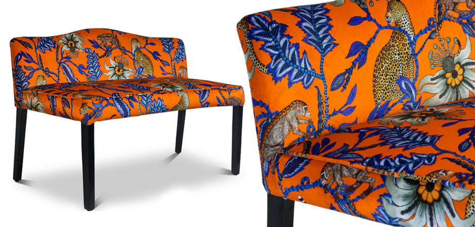 Банкетка Оранжевый Орнамент Zambezi Monkey Bean Flame Bench Банкетка Оранжевый Орнамент Zambezi Monkey Bean Flame Bench - Loft-Concept в Липецке