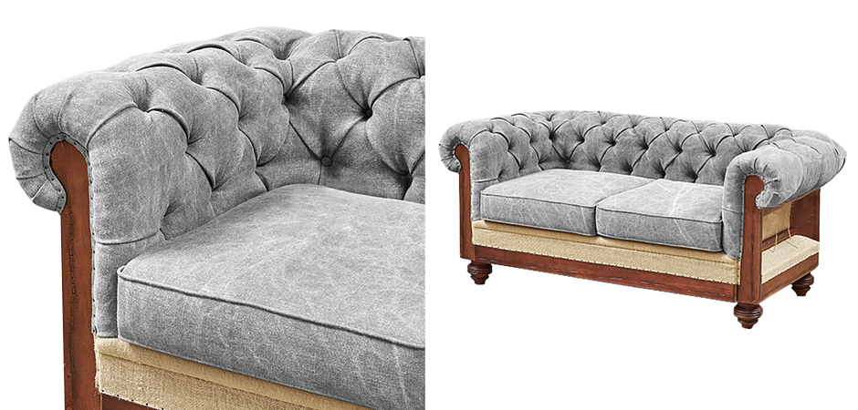 Диван Deconstructed Chesterfield Sofa double Gray Диван Deconstructed Chesterfield Sofa double Gray - Loft-Concept в Липецке