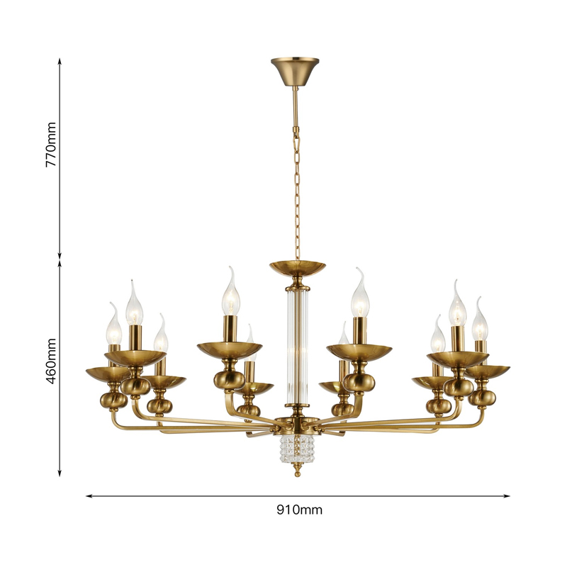 Люстра бронзового цвета со стеклянным декором Candelabrum D91 см Люстра бронзового цвета со стеклянным декором Candelabrum D91 см в Липецке