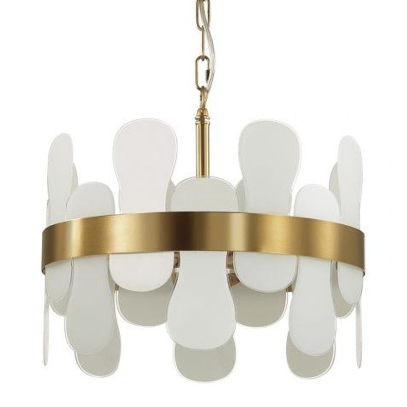 Люстра Eve Chandelier фигурное стекло диаметр 40 см Золотой Белое матовое стекло Люстра Eve Chandelier фигурное стекло диаметр 40 см Золотой Белое матовое стекло в Липецке | Loft Concept