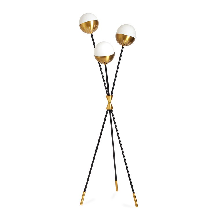Торшер Caracas Tripod Floor Lamp Черный Белый Латунь Торшер Caracas Tripod Floor Lamp Черный Белый Латунь в Липецке | Loft Concept