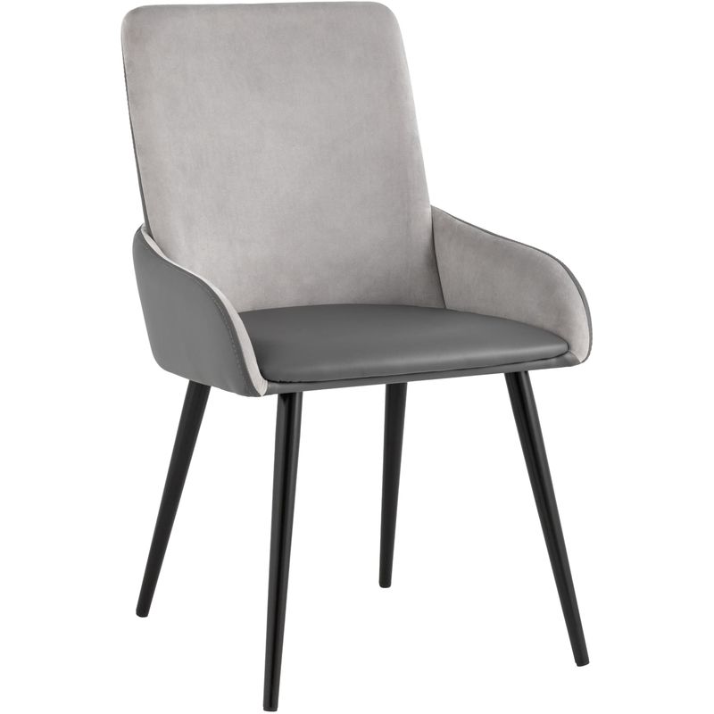 Стул Munchen Chair Серая Экокожа Серый Велюр Серый Черный Стул Munchen Chair Серая Экокожа Серый Велюр Серый Черный в Липецке | Loft Concept