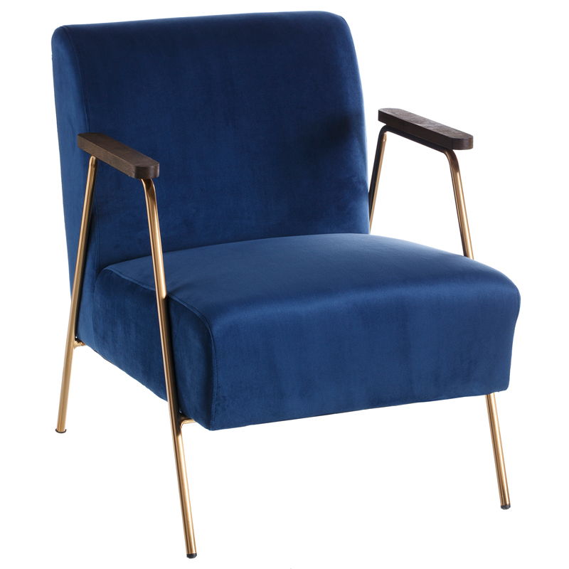Кресло Domitila Armchair blue Синий Золотой Коричневый Кресло Domitila Armchair blue Синий Золотой Коричневый в Липецке | Loft Concept