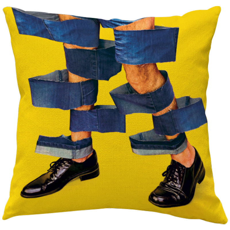 Декоративная подушка Seletti Cushion Jeans Желтый Синий Черный Декоративная подушка Seletti Cushion Jeans Желтый Синий Черный в Липецке | Loft Concept