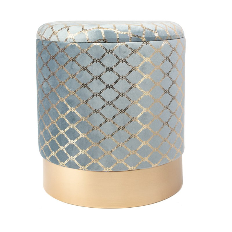 Пуф PUF Upholstery Gold Mesh голубой Голубой Золотой Пуф PUF Upholstery Gold Mesh голубой Голубой Золотой в Липецке | Loft Concept