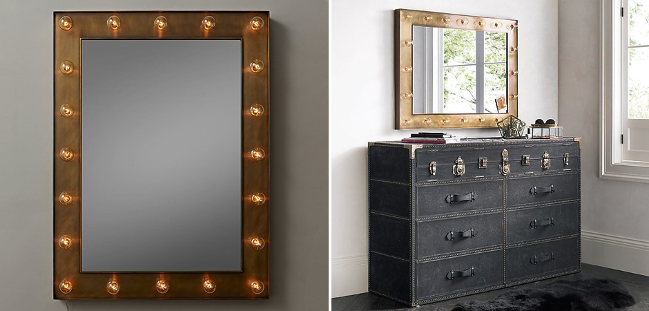 Зеркало с подсветкой Restoration Hardware ILLUMINATED Mirror brass Зеркало с подсветкой Restoration Hardware ILLUMINATED Mirror brass - Loft-Concept в Липецке