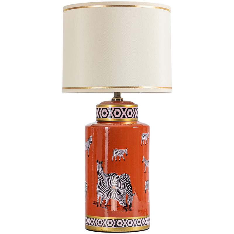 Настольная лампа Zebra Orange Lampshade Оранжевый Черно-белый Бежевый Золотой Настольная лампа Zebra Orange Lampshade Оранжевый Черно-белый Бежевый Золотой в Липецке | Loft Concept