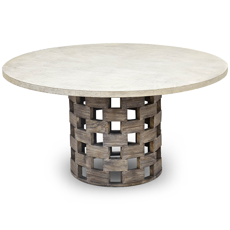 Обеденный стол Wicker Bricks Table Коричневый винтаж Молочный Обеденный стол Wicker Bricks Table Коричневый винтаж Молочный в Липецке | Loft Concept