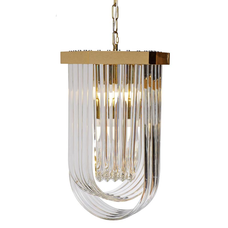 Люстра Retro FROZEN GLASS gold 4 lamp Глянцевое золото Люстра Retro FROZEN GLASS gold 4 lamp Глянцевое золото в Липецке | Loft Concept