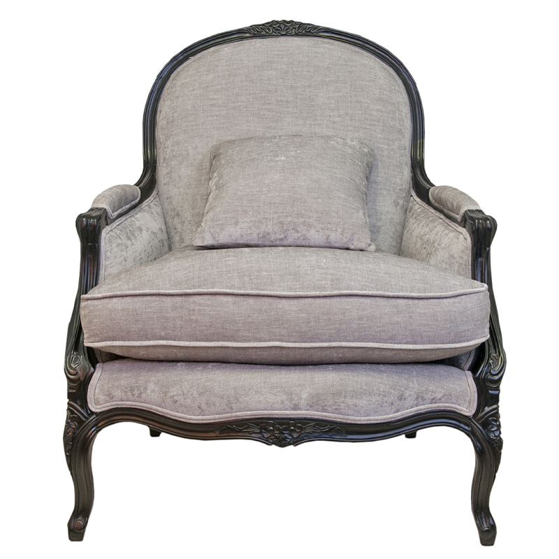 Кресло Ava Classical Armchair black and grey velour Серый Черный Кресло Ava Classical Armchair black and grey velour Серый Черный в Липецке | Loft Concept