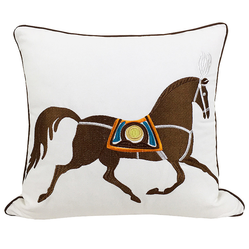 Декоративная подушка Hermes Horse Pillow Белый Коричневый Мульти Декоративная подушка Hermes Horse Pillow Белый Коричневый Мульти в Липецке | Loft Concept