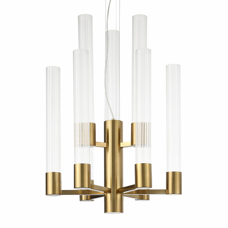 Люстра Jenae Glass Tubes Chandelier 9 Латунь Прозрачное Стекло Люстра Jenae Glass Tubes Chandelier 9 Латунь Прозрачное Стекло в Липецке | Loft Concept