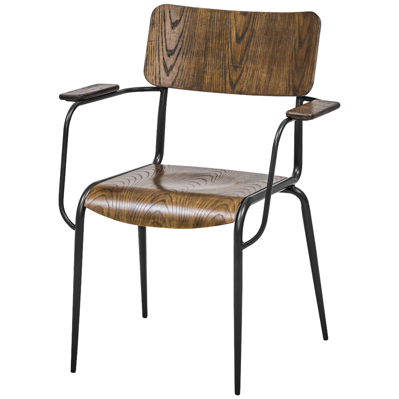 Стул с подлокотниками Joshua Loft Stool with armrests Коричневый Черный Стул с подлокотниками Joshua Loft Stool with armrests Коричневый Черный в Липецке | Loft Concept