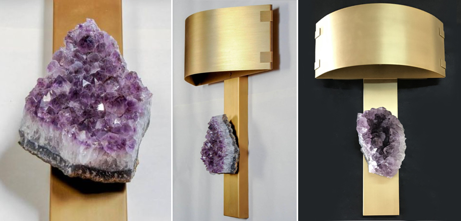 Бра Natural Amethyst and Curved Shades Wall Lamp Бра Natural Amethyst and Curved Shades Wall Lamp - Loft-Concept в Липецке