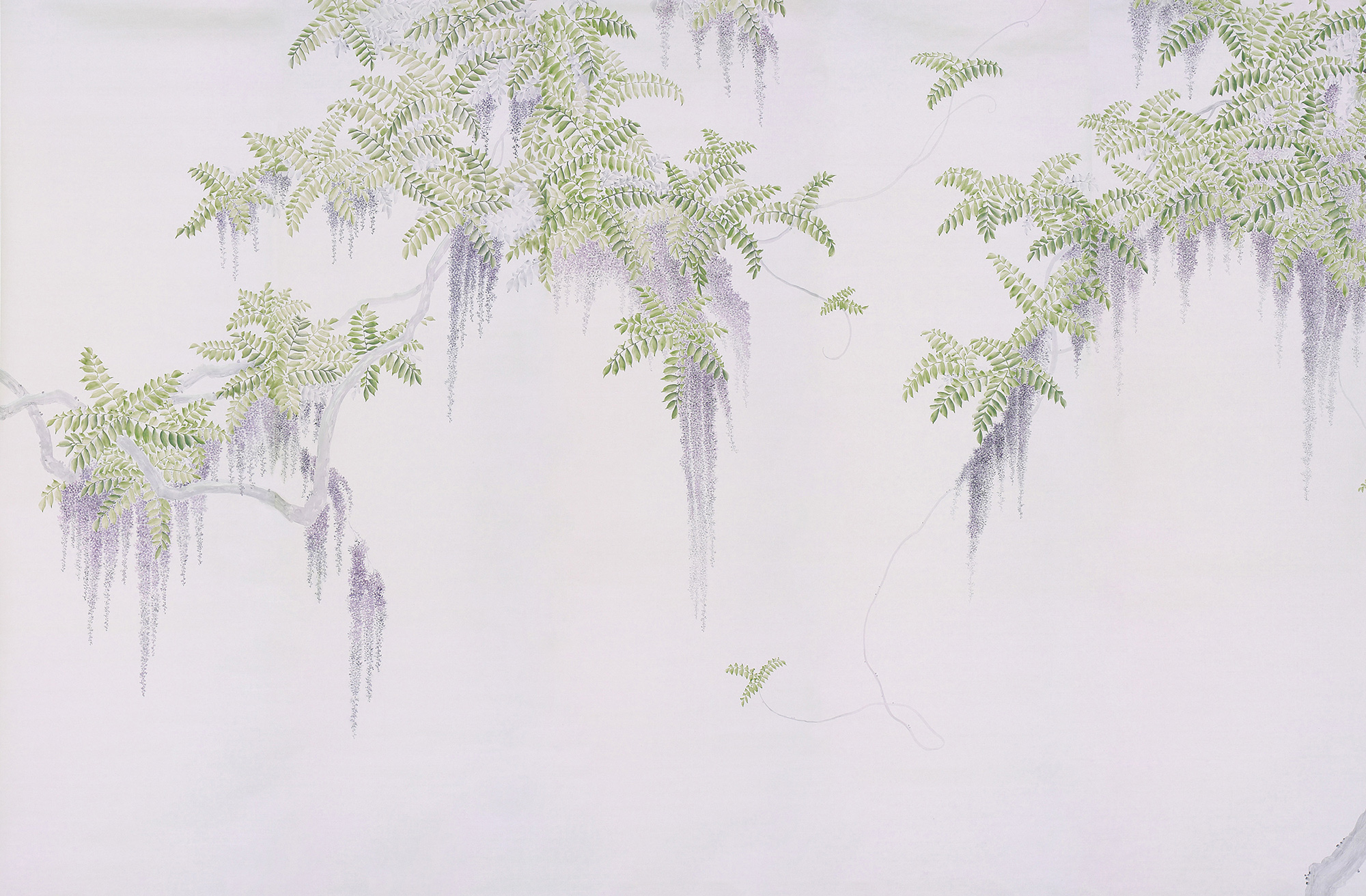 Обои в японском стиле Wisteria Lavender on Lilac Mica metallic Xuan paper Обои в японском стиле Wisteria Lavender on Lilac Mica metallic Xuan paper - постер Loft-Concept в Липецке