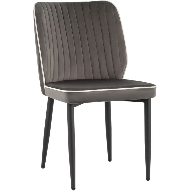 Стул Lawrence Chair Серый Велюр Белый кант Серый Белый Черный Стул Lawrence Chair Серый Велюр Белый кант Серый Белый Черный в Липецке | Loft Concept