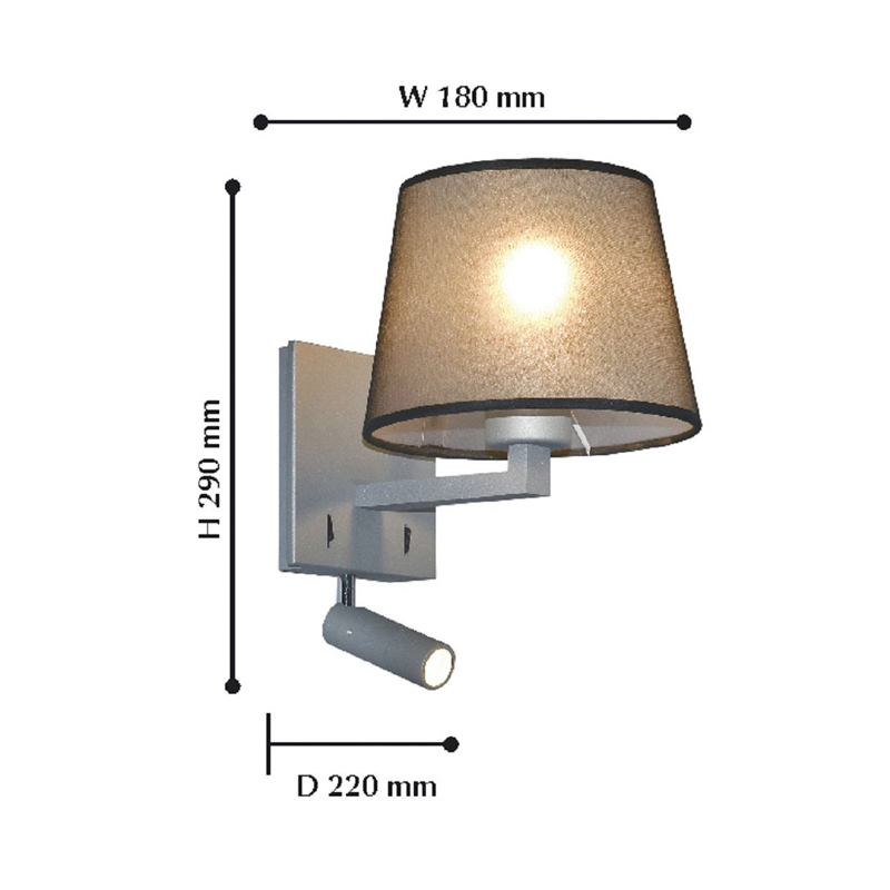 Бра с абажуром и поворотным спотом Trumpet Lamp Grey в Липецке