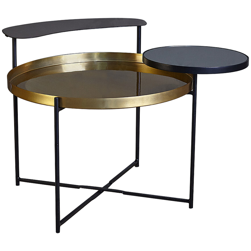 Кофейный стол Rena Round Coffee Table Латунь Черный Кофейный стол Rena Round Coffee Table Латунь Черный в Липецке | Loft Concept