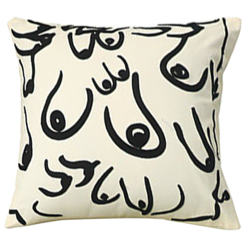 Декоративная подушка Breast Pattern Cushion Белый Черный Декоративная подушка Breast Pattern Cushion Белый Черный в Липецке | Loft Concept